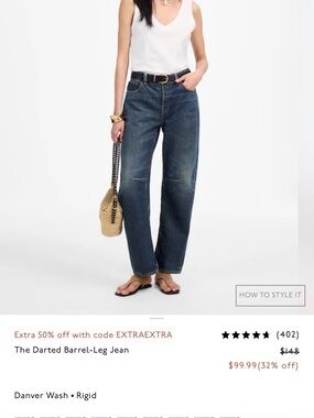 Madewell Dark Blue Darted Barrel-Leg Jeans - Tall